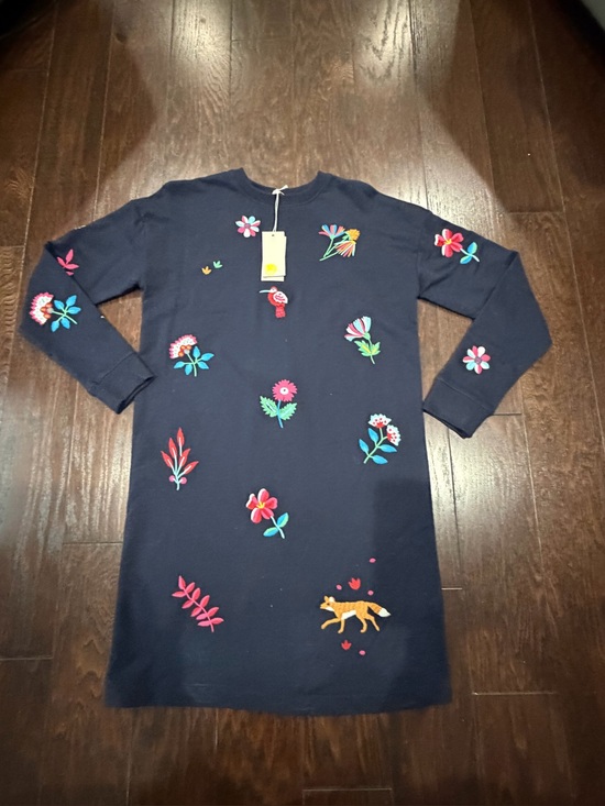 Boden Dresses & Skirts - Boden Jasmine Sweatshirt Dress Size  Navy Floral Embroidery Long Sweater NEW****